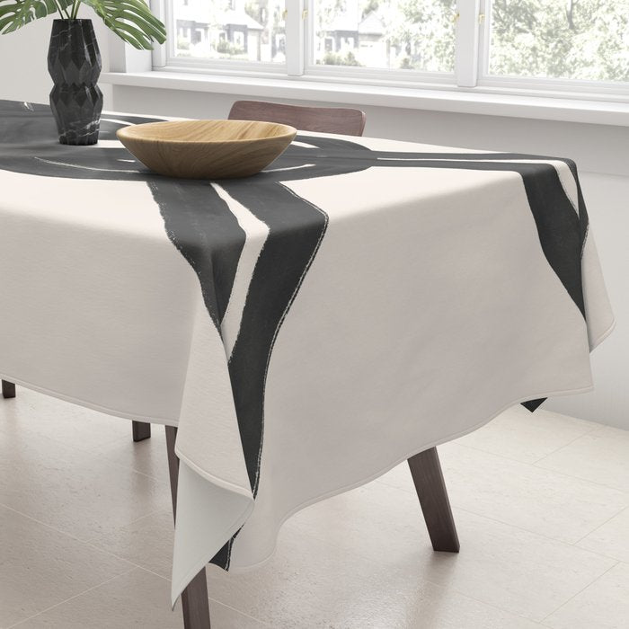 Minimalist Black Knot Abstract on Neutral Background Tablecloth Gallery Image 3