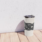 Minimalist Black Knot Abstract on Neutral Background Travel Mug Gallery Image 4