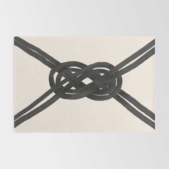 Minimalist Black Knot Abstract on Neutral Background Rug Gallery Image 2