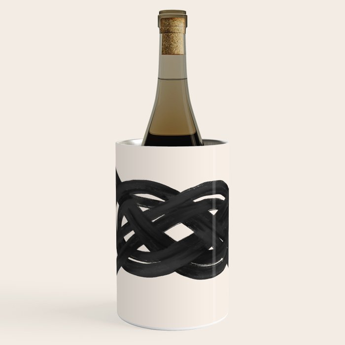 Minimalist Black Knot Abstract on Neutral Background Wine Chiller Gallery Image 1