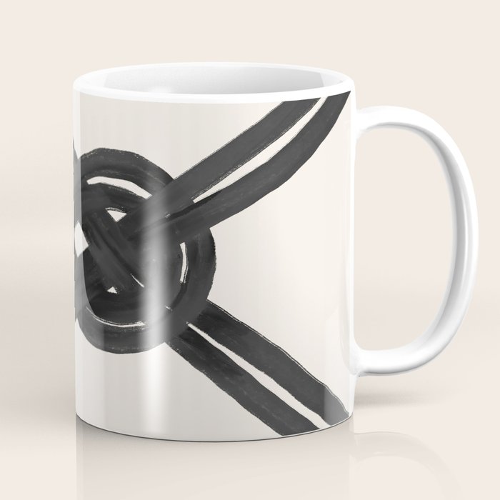 Minimalist Black Knot Abstract on Neutral Background Coffee Mug Gallery Image 1