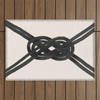 Minimalist Black Knot Abstract on Neutral Background Outdoor Rug Gallery Image 1