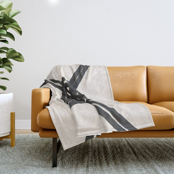 Minimalist Black Knot Abstract on Neutral Background Throw Blanket Gallery Image 1