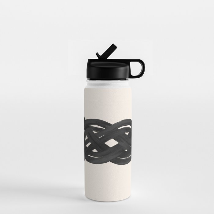 Minimalist Black Knot Abstract on Neutral Background Water Bottle Gallery Image 1