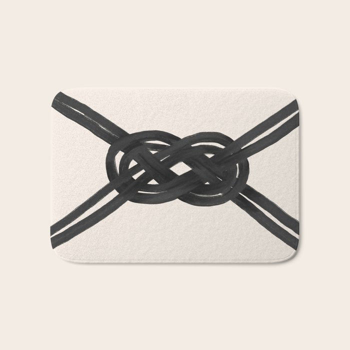 Minimalist Black Knot Abstract on Neutral Background Bath Mat Gallery Image 1