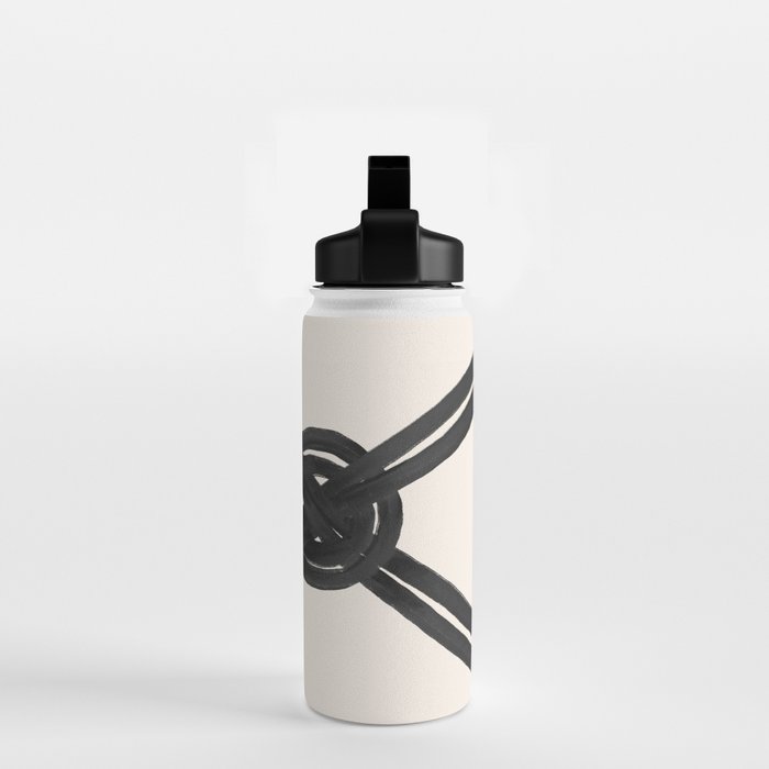Minimalist Black Knot Abstract on Neutral Background Water Bottle Gallery Image 2
