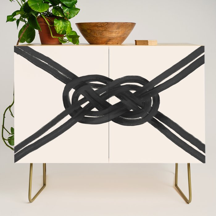 Minimalist Black Knot Abstract on Neutral Background Credenza Gallery Image 1