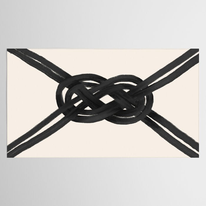 Minimalist Black Knot Abstract on Neutral Background Tablecloth Gallery Image 2