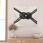 Minimalist Black Knot Abstract on Neutral Background Wall Tapestry Gallery Image 2