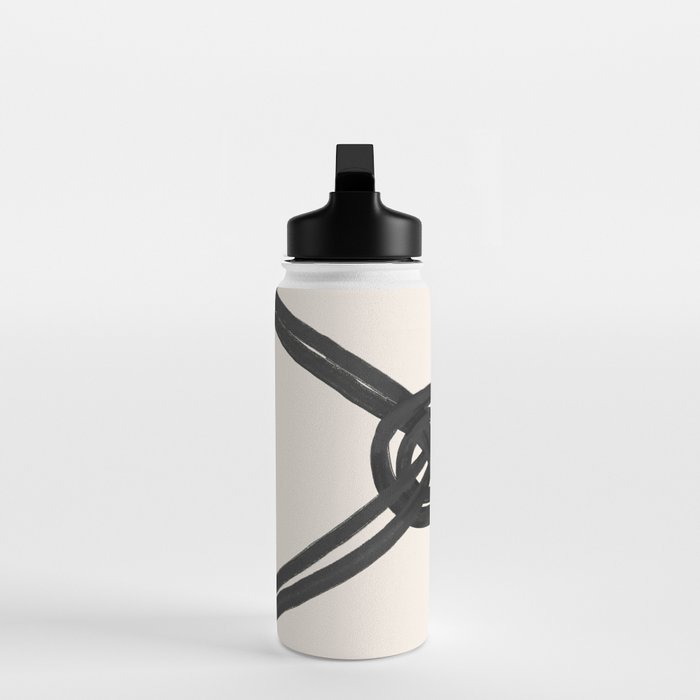 Minimalist Black Knot Abstract on Neutral Background Water Bottle Gallery Image 3