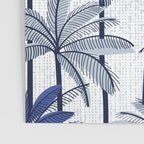 Retro Palm Springs vibes // white background highball indigo electric and pastel blue palm trees oxford navy blue lines Poster Gallery Image 3