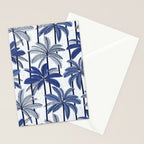Retro Palm Springs vibes // white background highball indigo electric and pastel blue palm trees oxford navy blue lines Stationery Card Gallery Image 2