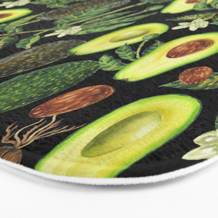 Avocado Fruit Plants - black Bath Mat Gallery Image 3