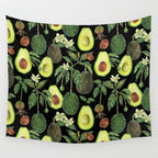 Avocado Fruit Plants - black Wall Tapestry Gallery Image 4