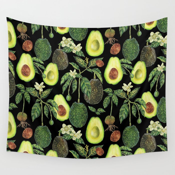 Avocado Fruit Plants - black Wall Tapestry Gallery Image 4