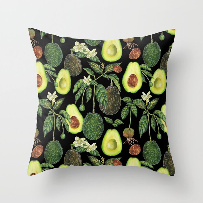 Avocado Fruit Plants - black Throw Pillow Gallery Image 6