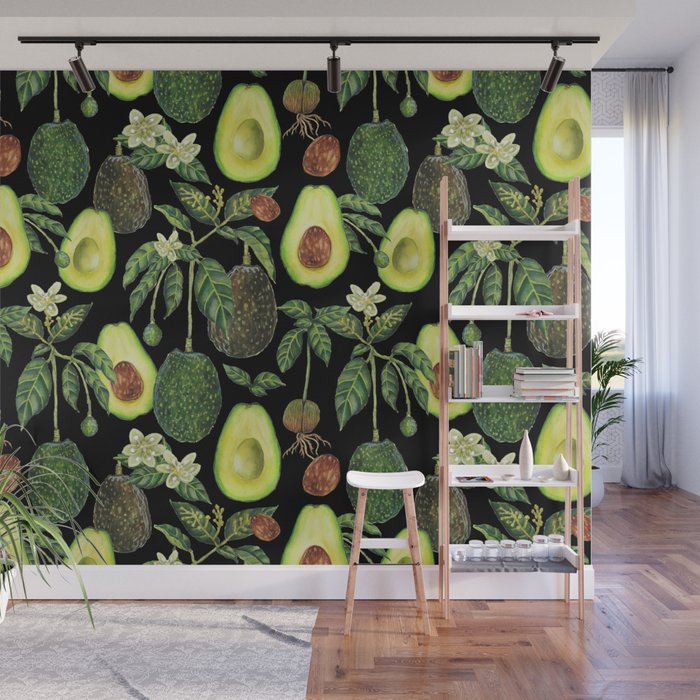 Avocado Fruit Plants - black Wall Mural Gallery Image 1