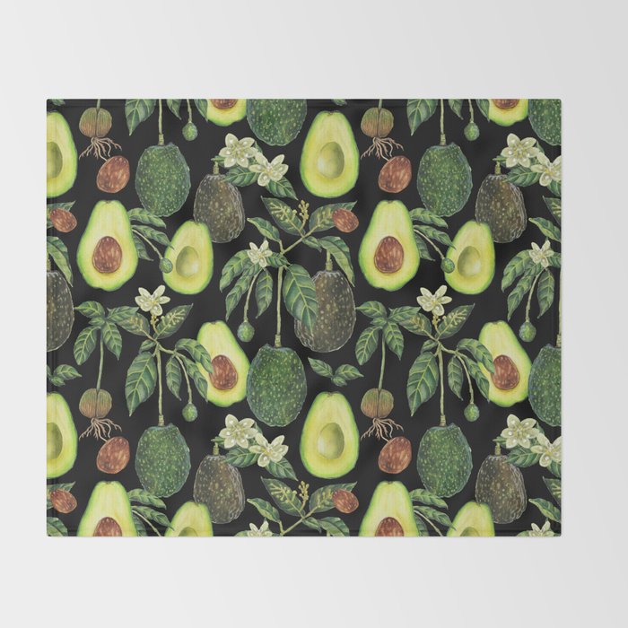 Avocado Fruit Plants - black Throw Blanket Gallery Image 2
