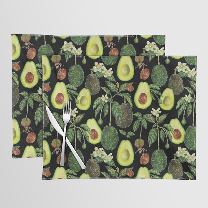 Avocado Fruit Plants - black Placemat Gallery Image 1