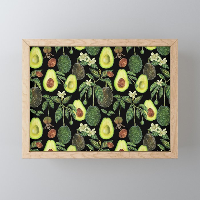 Avocado Fruit Plants - Black Mini Art Print