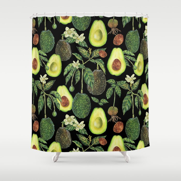 Avocado Fruit Plants - black Shower Curtain Gallery Image 1