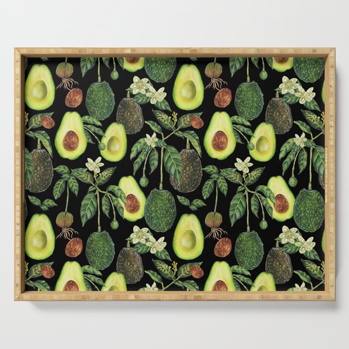 Avocado Fruit Plants - black Serving Tray Gallery Image 1