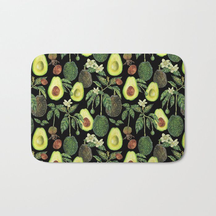 Avocado Fruit Plants - black Bath Mat Gallery Image 1