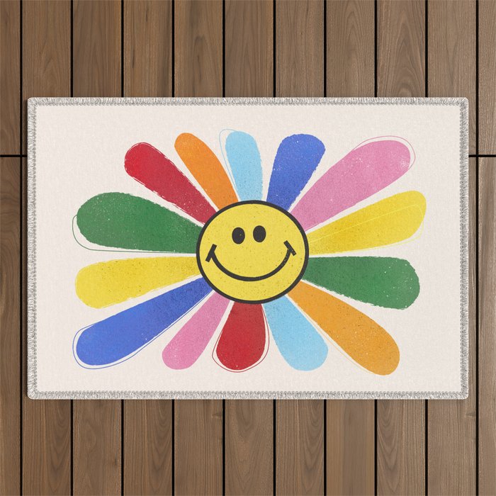 Smiley Hippie Daisy Outdoor Rug Gallery Image 1