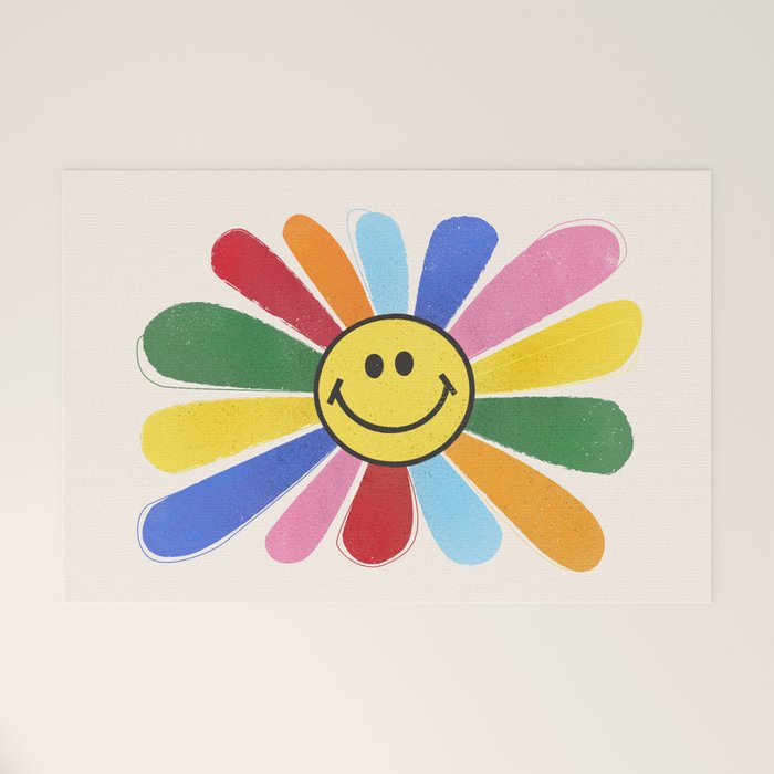 Smiley Hippie Daisy Welcome Mat Gallery Image 1