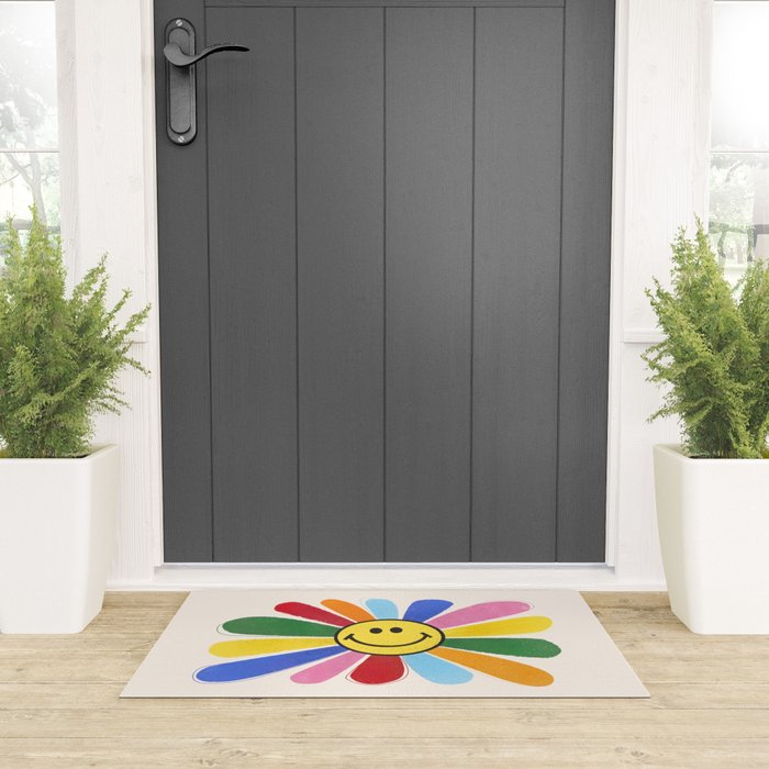 Smiley Hippie Daisy Welcome Mat Gallery Image 3