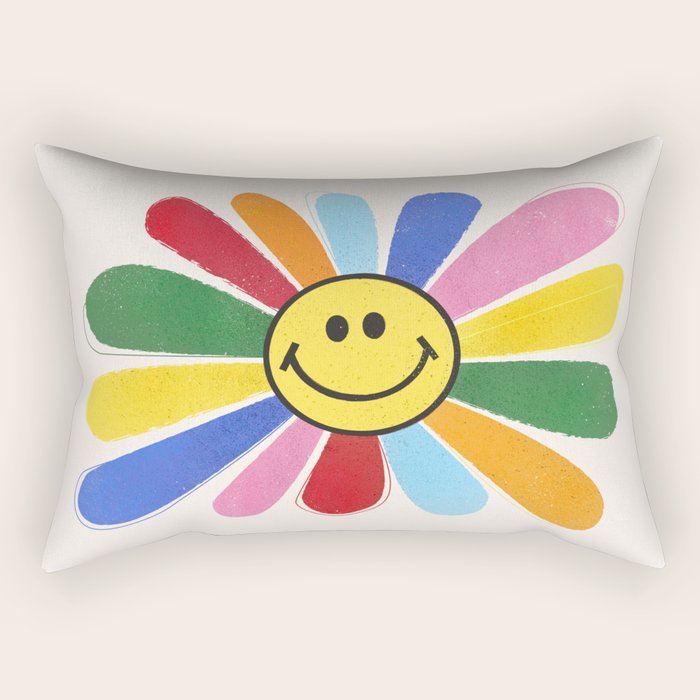 Smiley Hippie Daisy Rectangular Pillow Gallery Image 2
