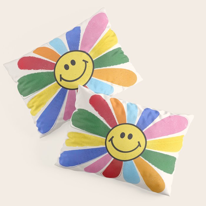 Smiley Hippie Daisy Pillow Sham Gallery Image 1