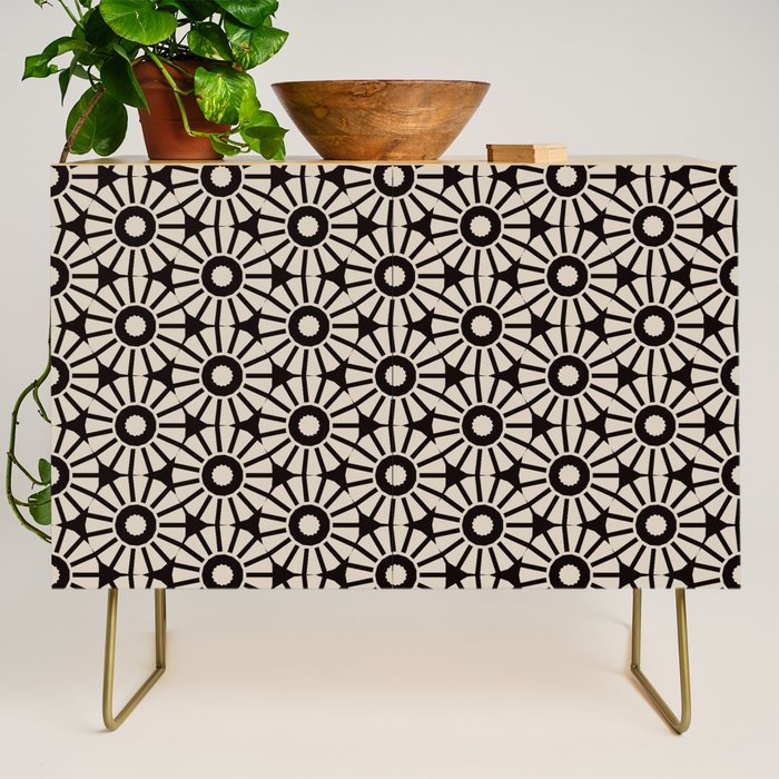 Minimalist Geometric Floral Pattern Credenza Gallery Image 1