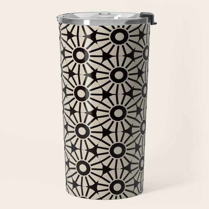 Minimalist Geometric Floral Pattern Travel Mug Gallery Image 2