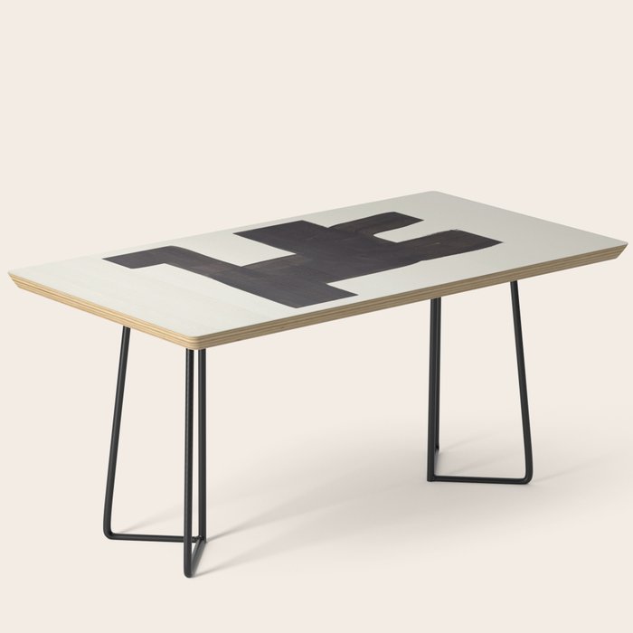 Black and White Minimalist Shapes Mid century Ink painting Coffee Table Gallery Image 1
