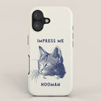 Impress Me Hooman - Vintage Cat Illustration, Funny Quote iPhone Case Gallery Image 1