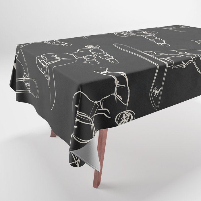 Minimal Snowboarders Line Art 1 Tablecloth Gallery Image 1