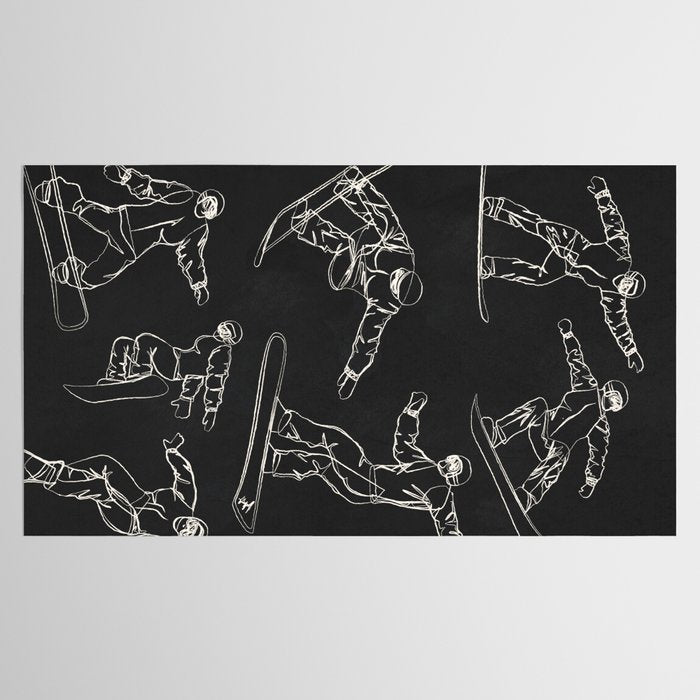 Minimal Snowboarders Line Art 1 Tablecloth Gallery Image 2
