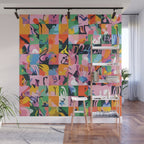 Life On a Checkboard, Abstract Maximalism Eclectic Painting, Bohemian Pop of Color Illustration  Wall Mural Gallery Image 1