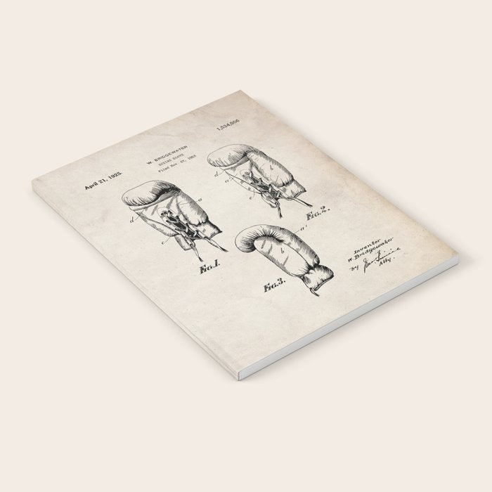 Boxing Gloves Patent - Boxer Trainer Coach Gym Art - Antique Notebook Gallery Image 1