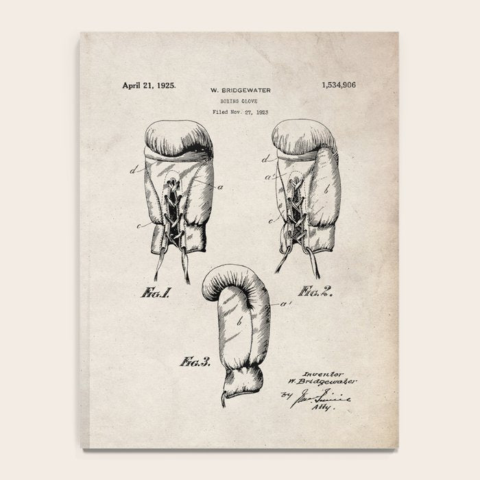 Boxing Gloves Patent - Boxer Trainer Coach Gym Art - Antique Notebook Gallery Image 4