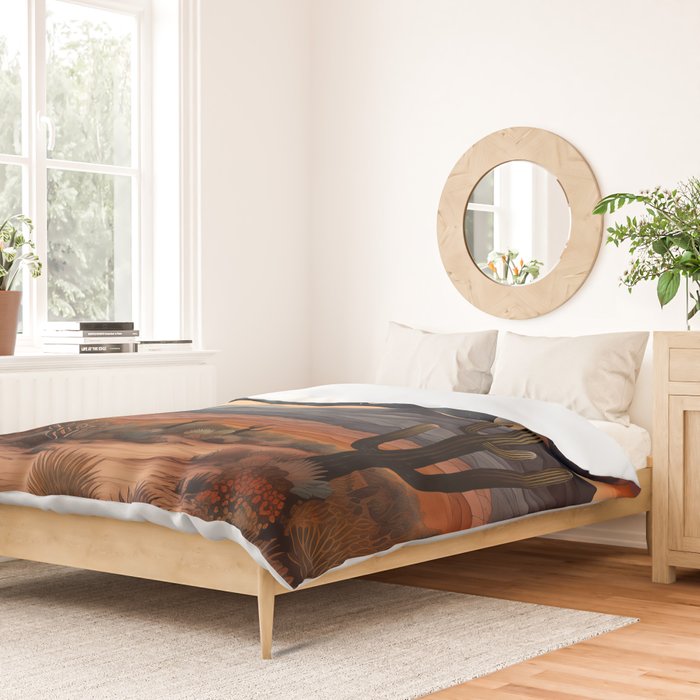 Desert Nights - Cactus Moon Illustration Duvet Cover Gallery Image 2