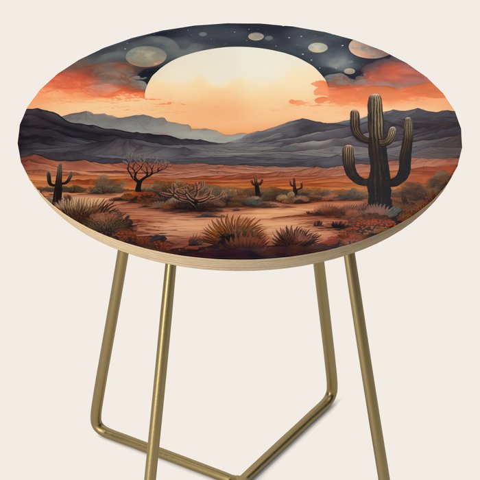 Desert Nights - Cactus Moon Illustration Side Table Gallery Image 2