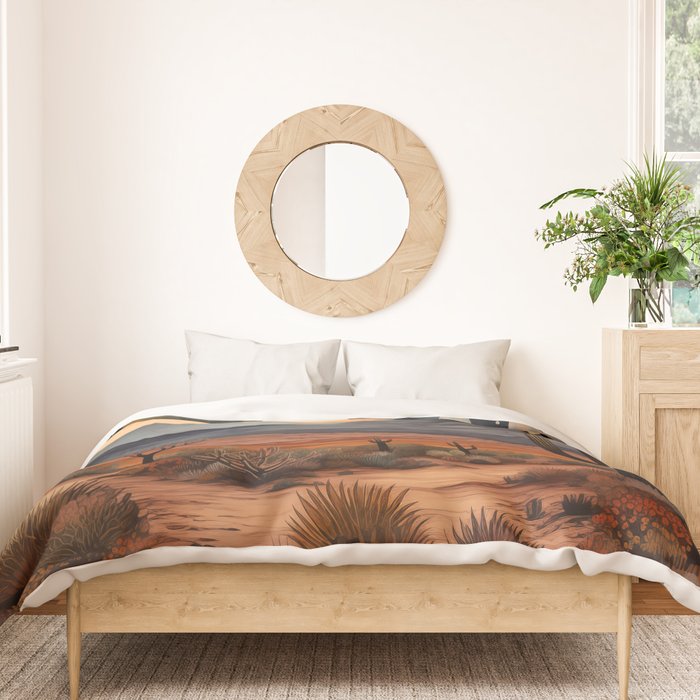 Desert Nights - Cactus Moon Illustration Duvet Cover Gallery Image 3