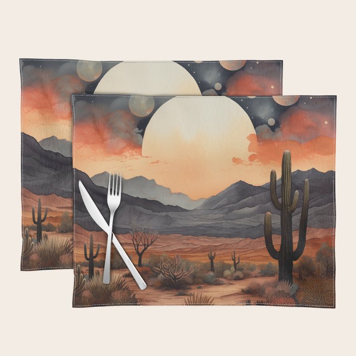 Desert Nights - Cactus Moon Illustration Placemat Gallery Image 1