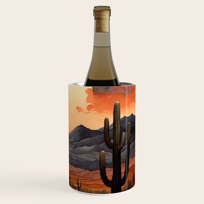 Desert Nights - Cactus Moon Illustration Wine Chiller Gallery Image 3