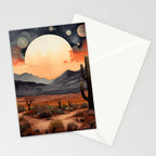 Desert Nights - Cactus Moon Illustration Stationery Card Gallery Image 2