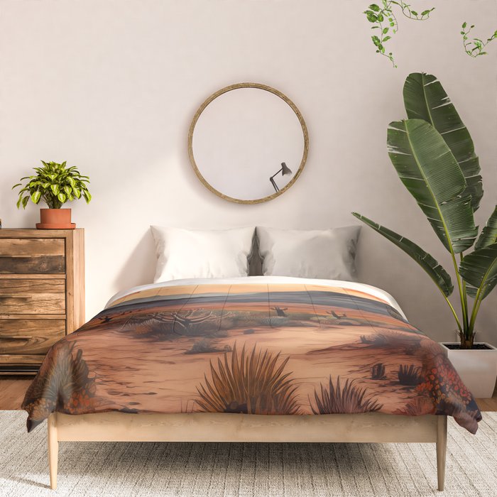 Desert Nights - Cactus Moon Illustration Comforter Gallery Image 3