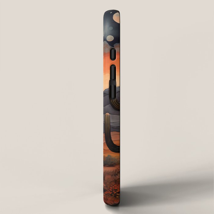 Desert Nights - Cactus Moon Illustration iPhone Case Gallery Image 2