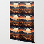 Desert Nights - Cactus Moon Illustration Wallpaper Gallery Image 2